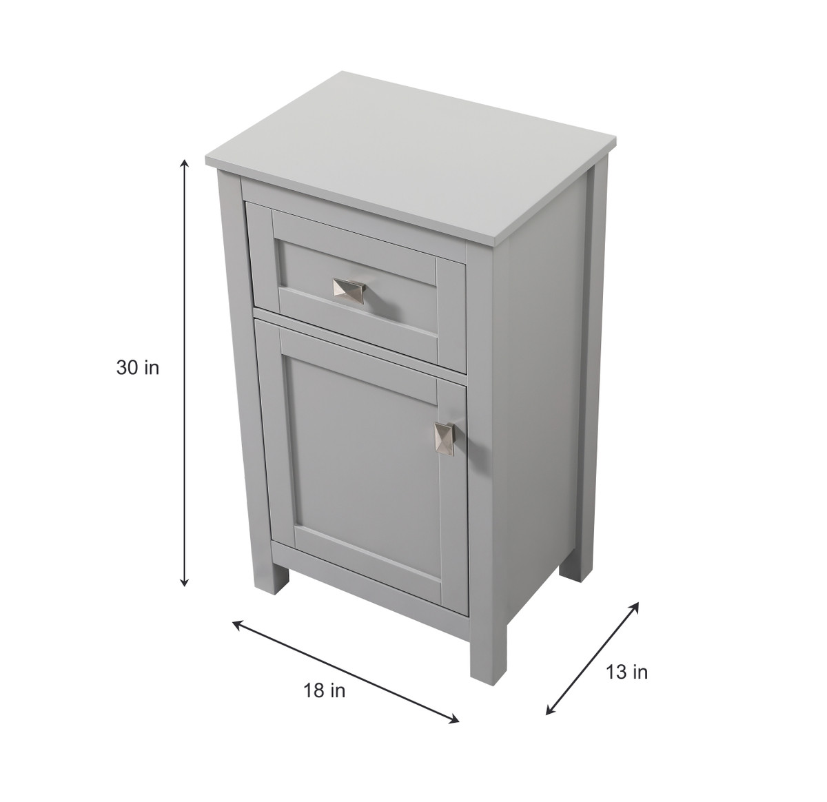 ELEGANT KITCHEN AND BATH SC011830GR 18 Inch Wide Bathroom Storage Freedstanding Cabinet In Grey