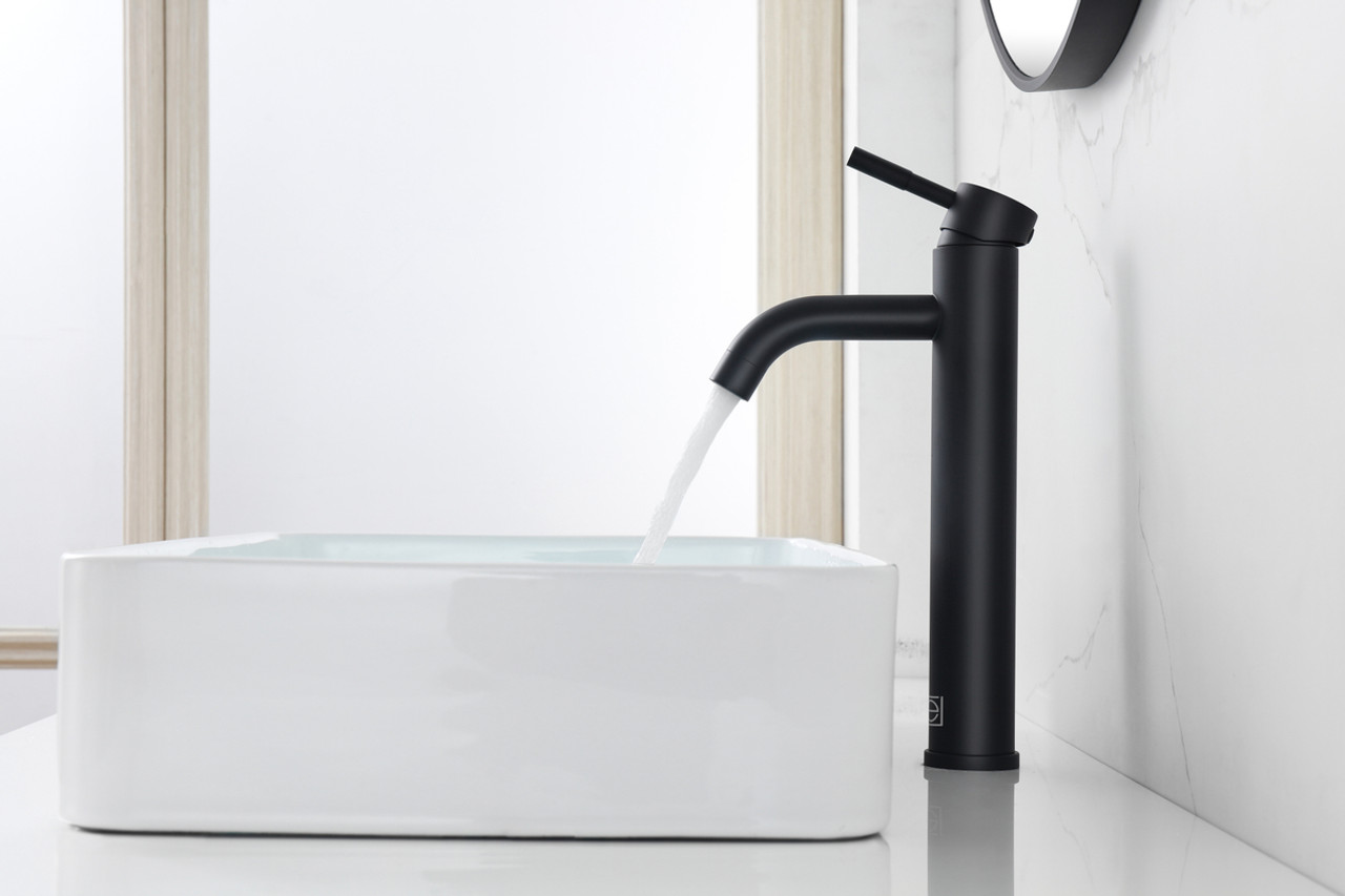 ELEGANT KITCHEN AND BATH FAV-1007MBK Victor Single Hole Single Handle Bathroom Faucet in Matte Black