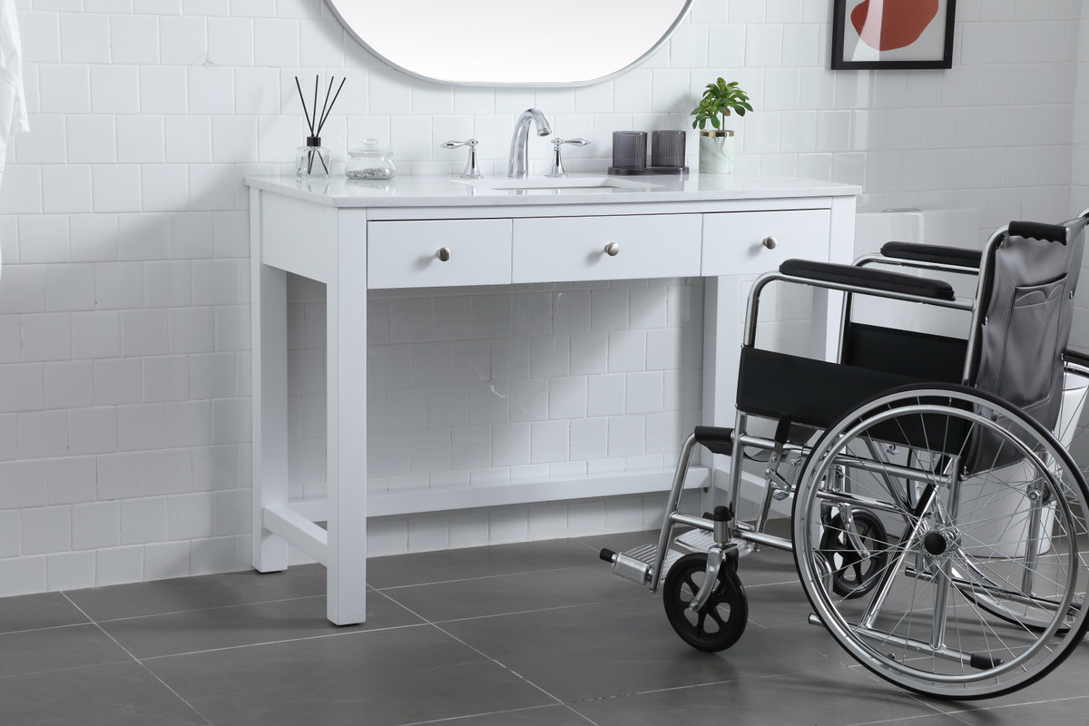 ELEGANT KITCHEN AND BATH VF14848WH 48 Inch ADA Compliant Bathroom Vanity In White