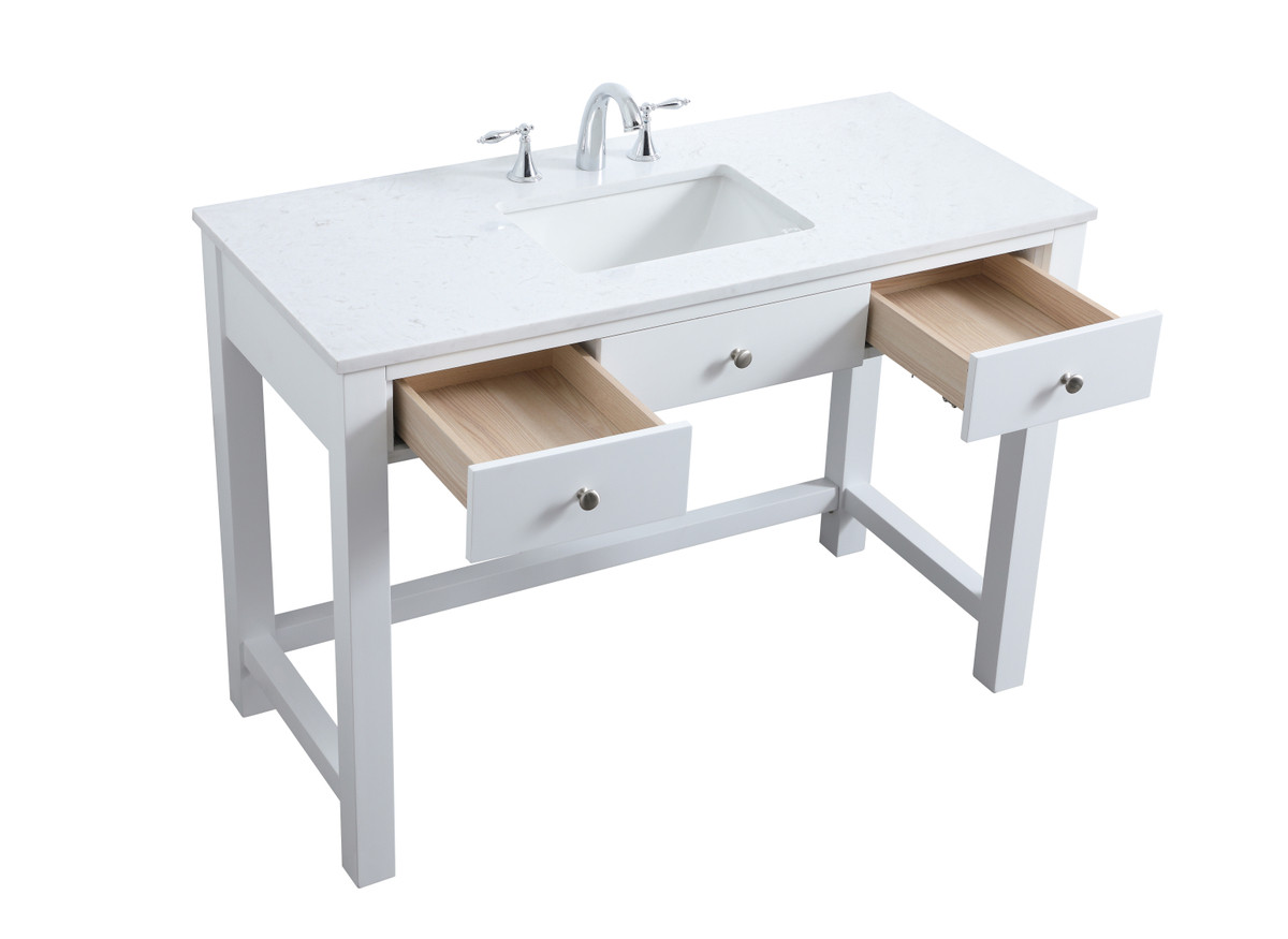 ELEGANT KITCHEN AND BATH VF14848WH 48 Inch ADA Compliant Bathroom Vanity In White