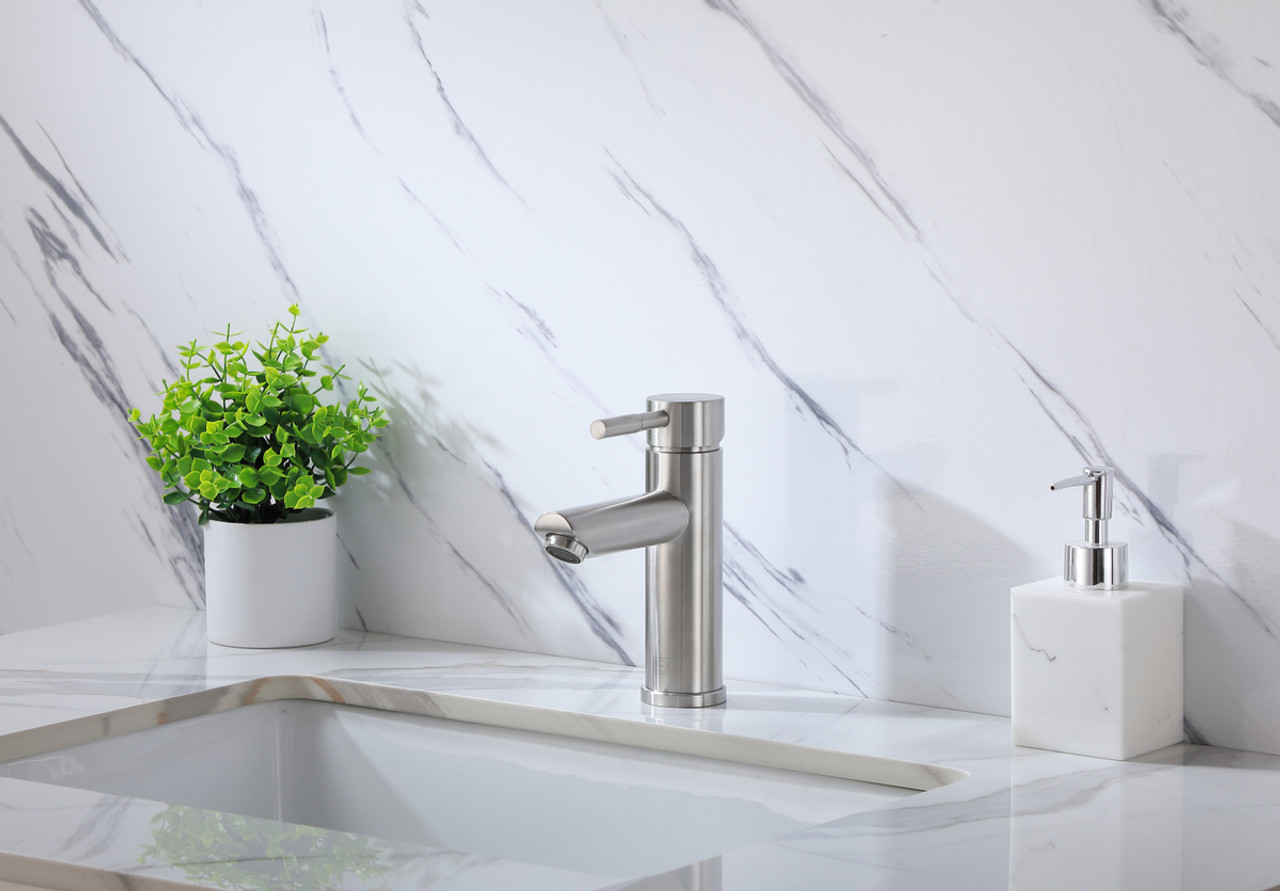 ELEGANT KITCHEN AND BATH FAV-1008BNK Mia Single Hole Single Handle Bathroom Faucet in Brushed Nickel