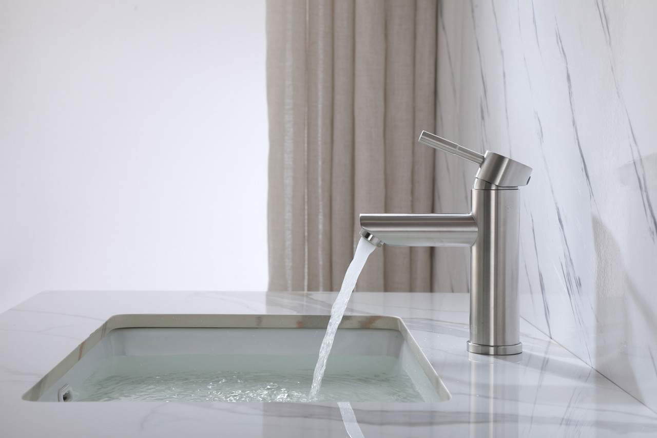 ELEGANT KITCHEN AND BATH FAV-1008BNK Mia Single Hole Single Handle Bathroom Faucet in Brushed Nickel