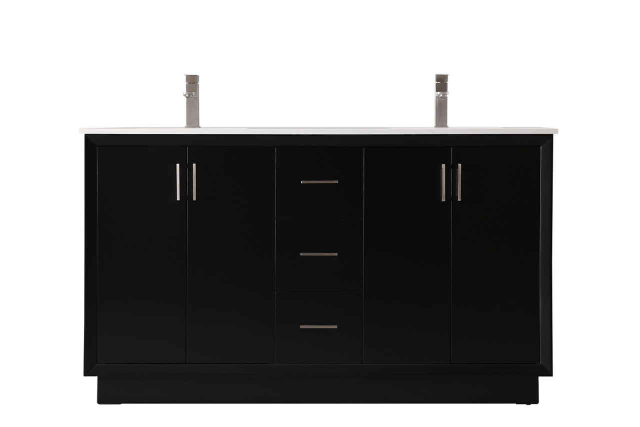 ELEGANT KITCHEN AND BATH VF19660DBK 60 Inch Double Bathroom Vanity In Black