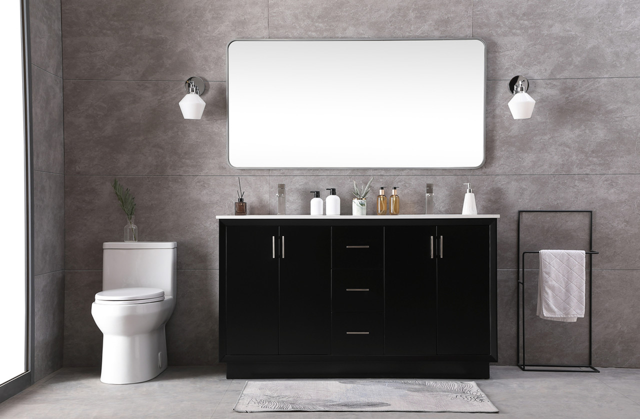ELEGANT KITCHEN AND BATH VF19660DBK 60 Inch Double Bathroom Vanity In Black
