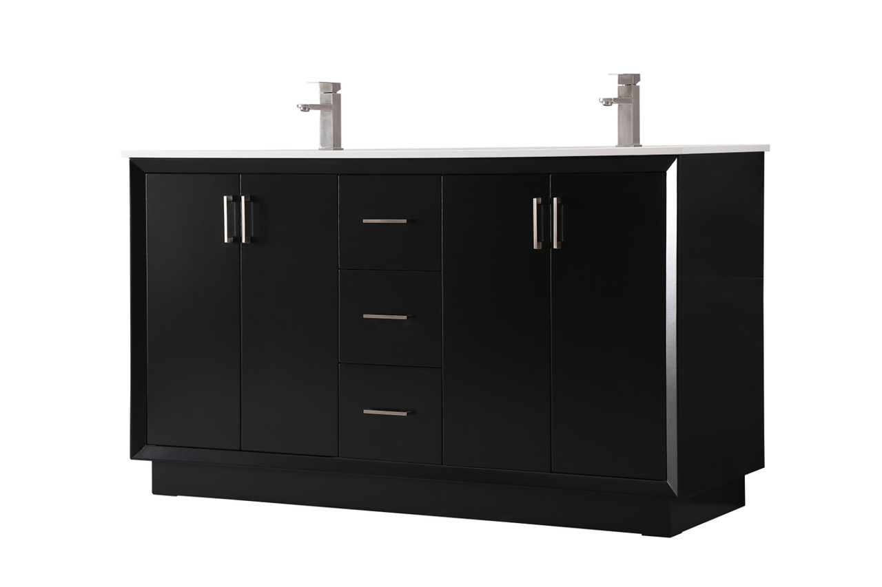 ELEGANT KITCHEN AND BATH VF19660DBK 60 Inch Double Bathroom Vanity In Black