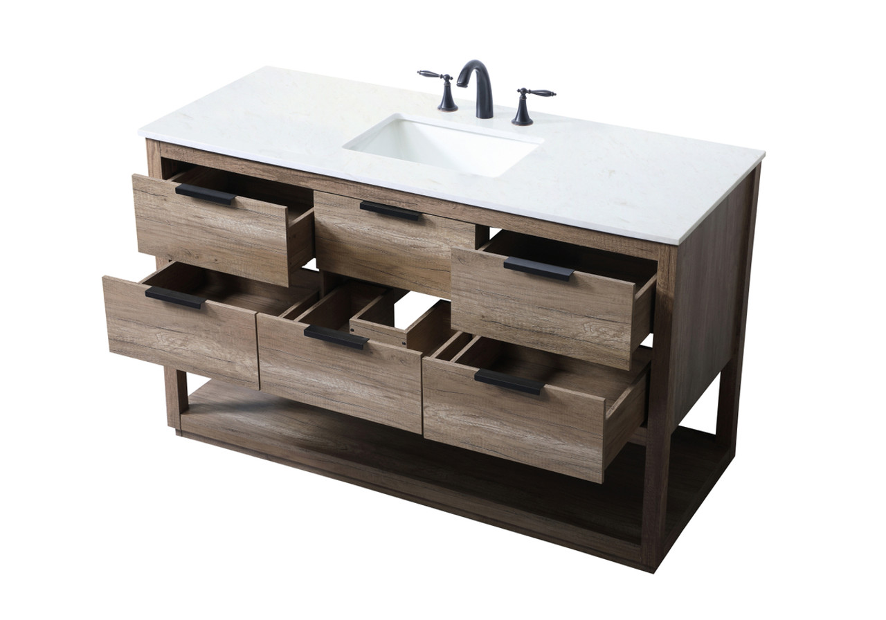 ELEGANT KITCHEN AND BATH VF19254NT 54 Inch SIngle Bathroom Vanity In Natural Oak