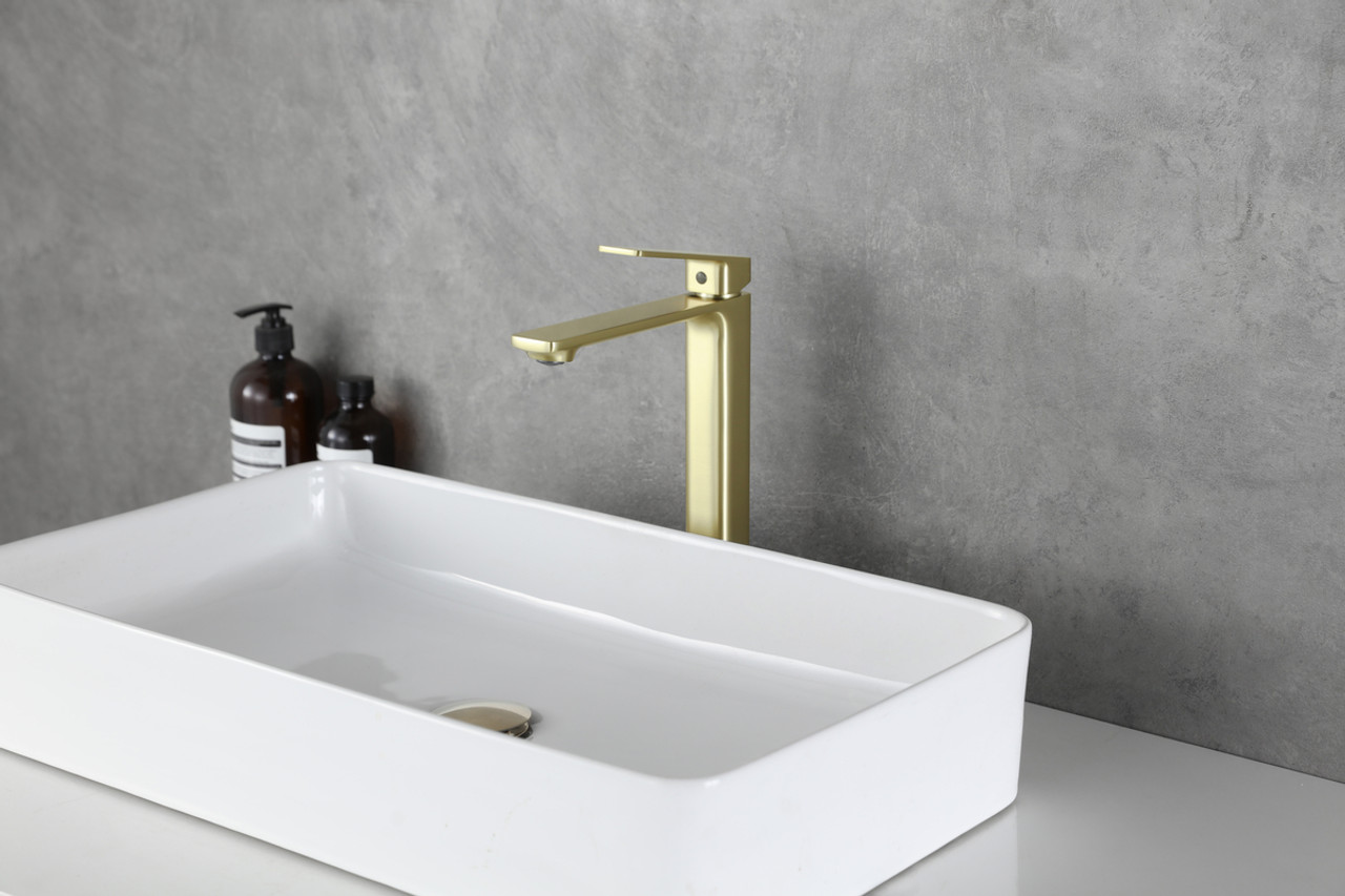 ELEGANT KITCHEN AND BATH FAV-1005BGD Lena Single Hole Single Handle Bathroom Faucet in Brushed Gold