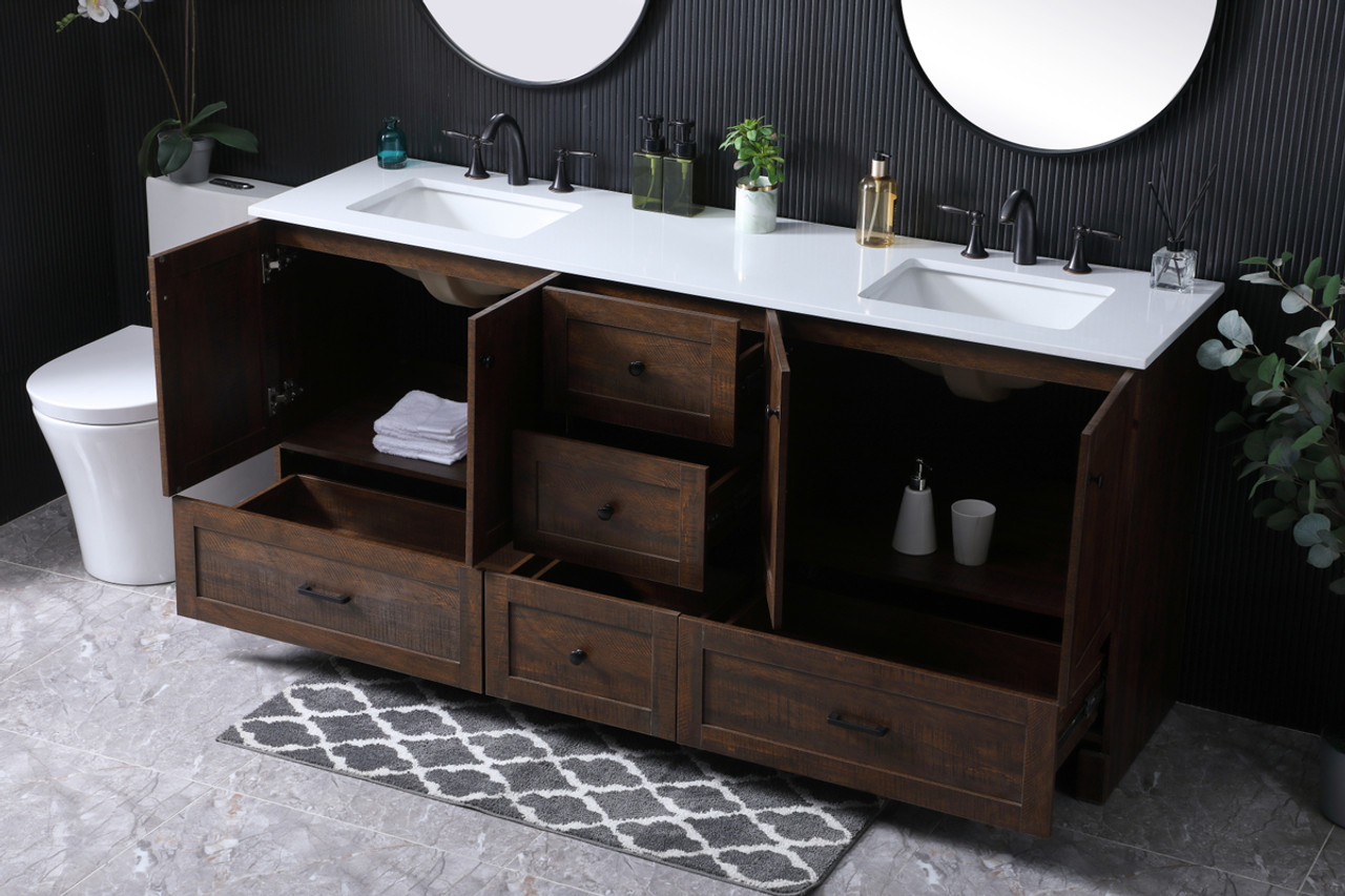 ELEGANT KITCHEN AND BATH VF2872DEX 72 Inch Double Bathroom Vanity In Expresso