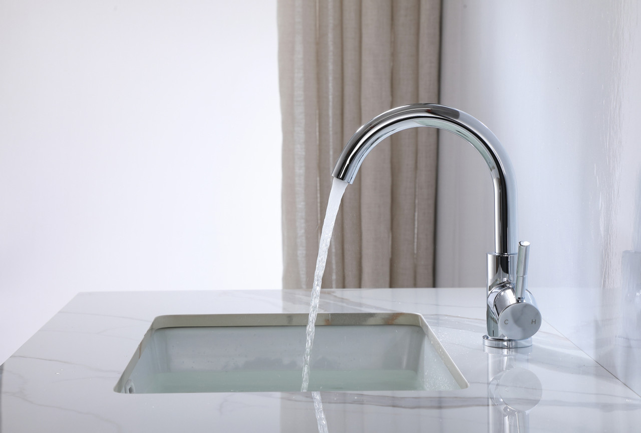 ELEGANT KITCHEN AND BATH FAV-1003PCH Louis Single Hole Single Handle Bathroom Faucet in Chrome