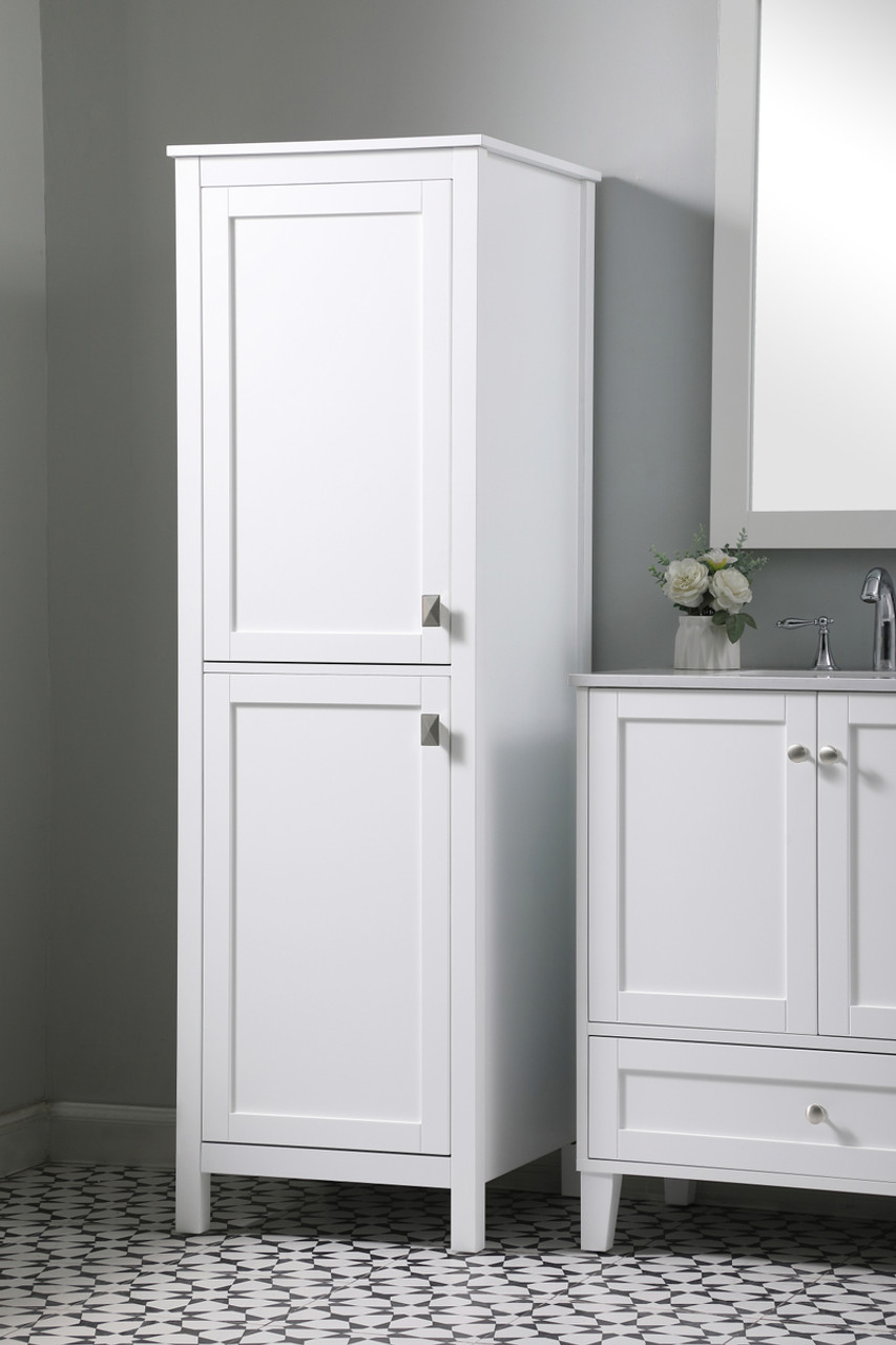 ELEGANT KITCHEN AND BATH SC012065WH 20 Inch Wide Bathroom Linen Storage Freestanding Cabinet In White