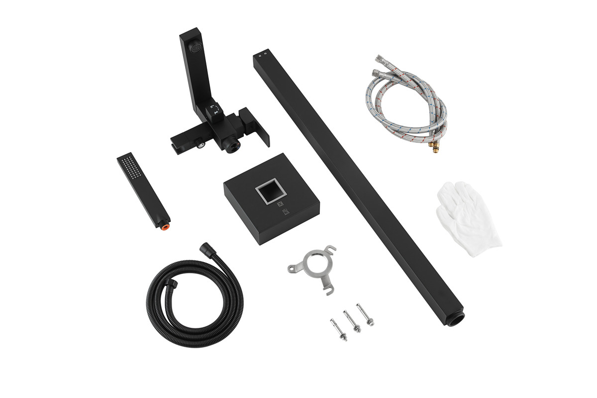 ELEGANT KITCHEN AND BATH FAT-8002MBK Henry Floor Mounted Roman Tub Faucet with Handshower in Matte Black