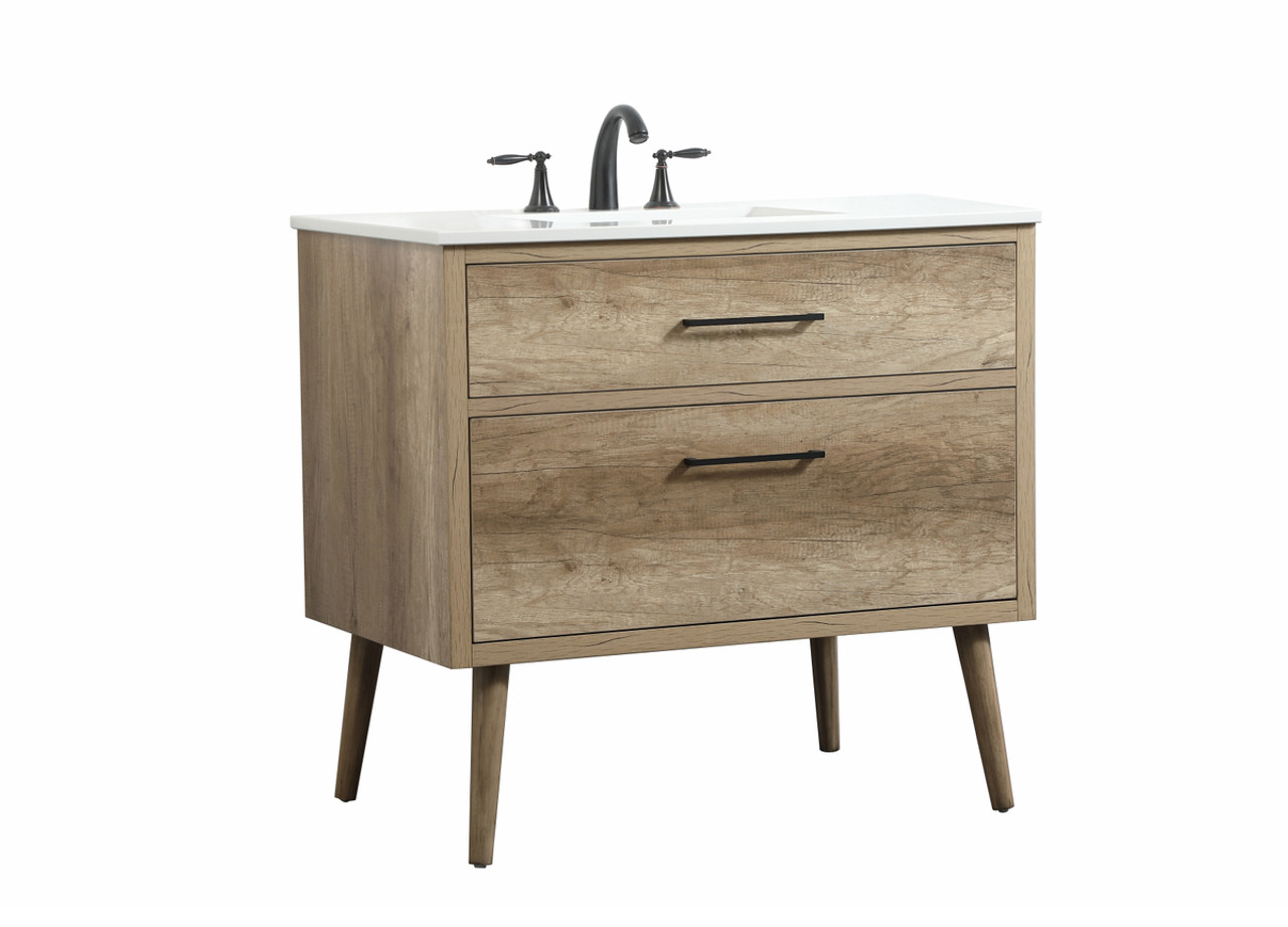 ELEGANT KITCHEN AND BATH VF41036NT 36 inch Single bathroom vanity in natural oak