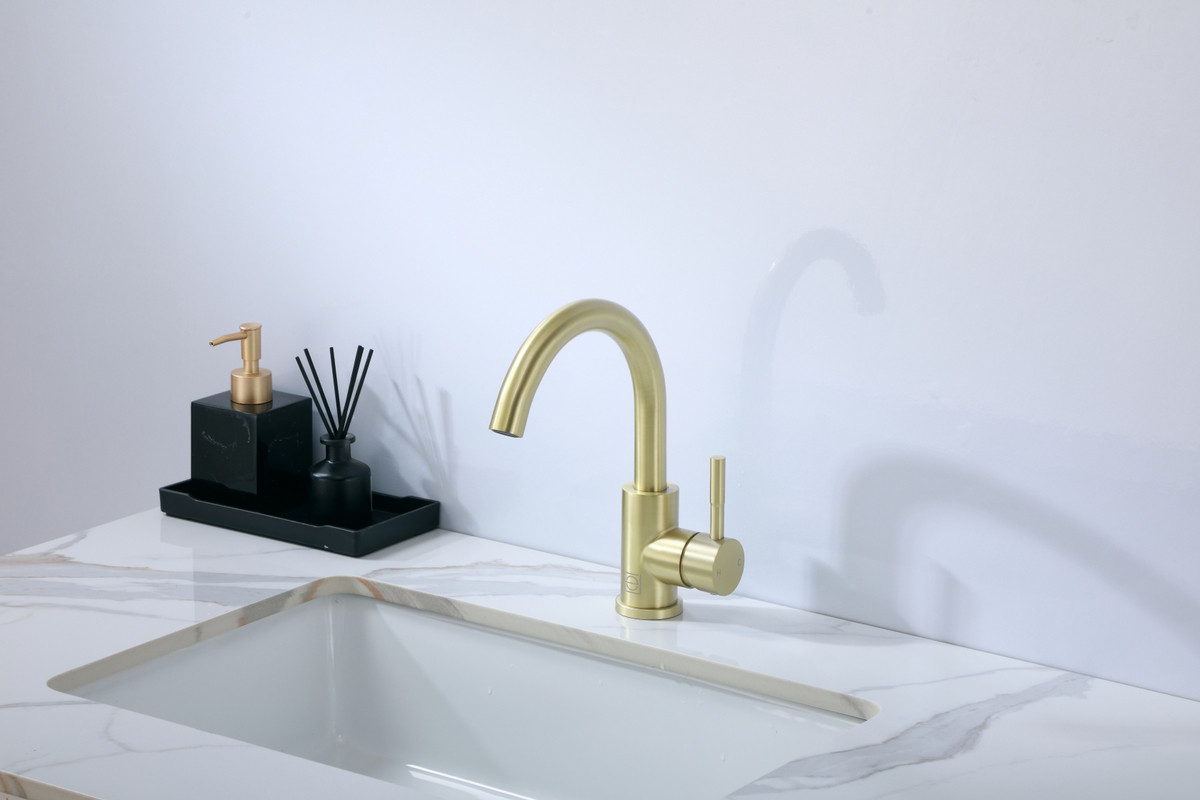ELEGANT KITCHEN AND BATH FAV-1003BGD Louis Single Hole Single Handle Bathroom Faucet in Brushed Gold