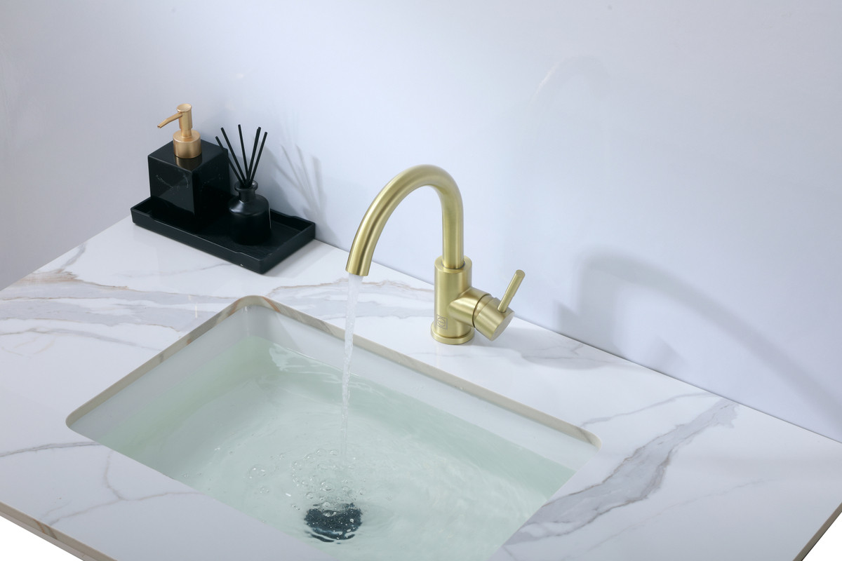 ELEGANT KITCHEN AND BATH FAV-1003BGD Louis Single Hole Single Handle Bathroom Faucet in Brushed Gold