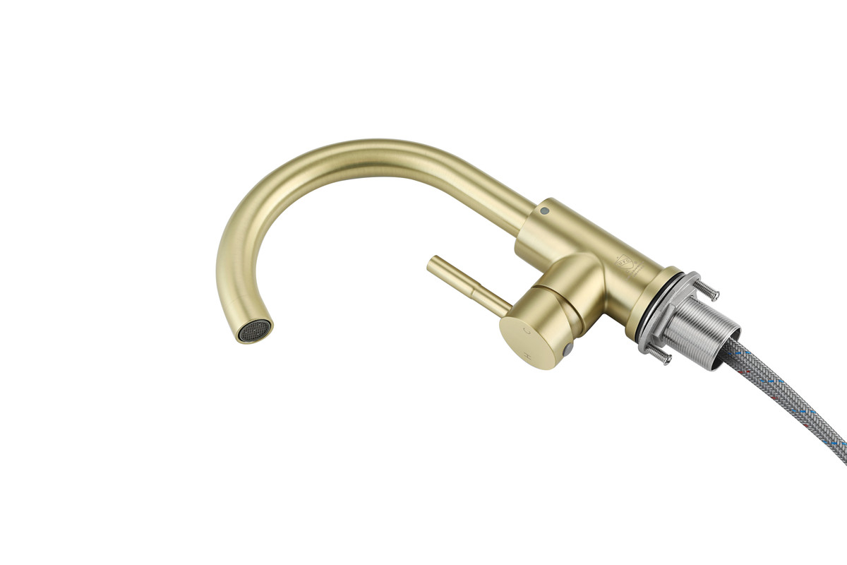 ELEGANT KITCHEN AND BATH FAV-1003BGD Louis Single Hole Single Handle Bathroom Faucet in Brushed Gold