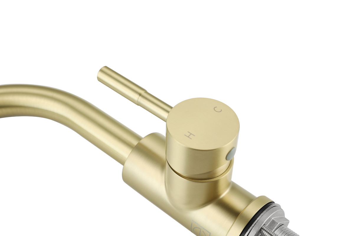 ELEGANT KITCHEN AND BATH FAV-1003BGD Louis Single Hole Single Handle Bathroom Faucet in Brushed Gold