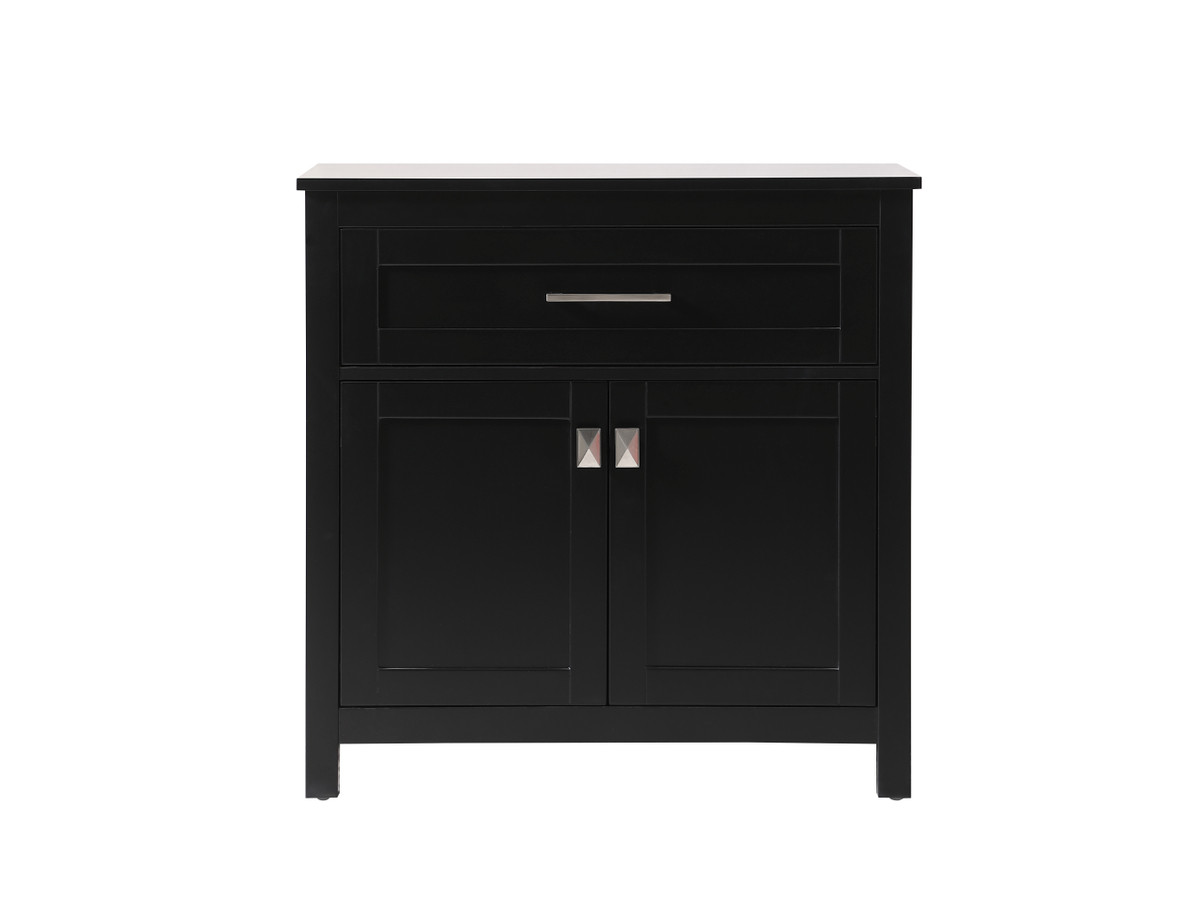 ELEGANT KITCHEN AND BATH SC013030BK 30 Inch Wide Bathroom Storage Freestanding Cabinet In Black
