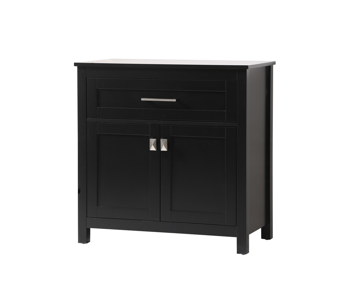ELEGANT KITCHEN AND BATH SC013030BK 30 Inch Wide Bathroom Storage Freestanding Cabinet In Black