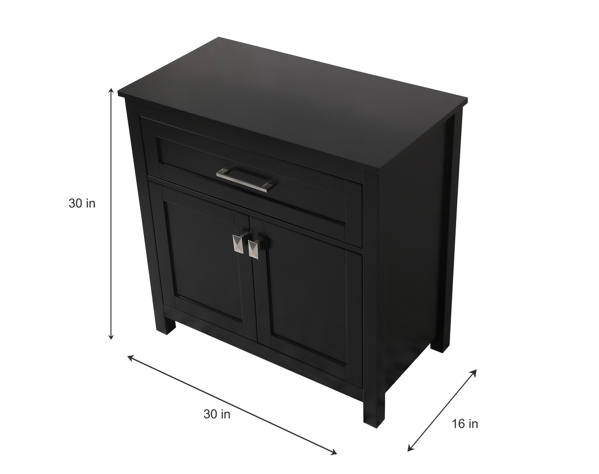 ELEGANT KITCHEN AND BATH SC013030BK 30 Inch Wide Bathroom Storage Freestanding Cabinet In Black