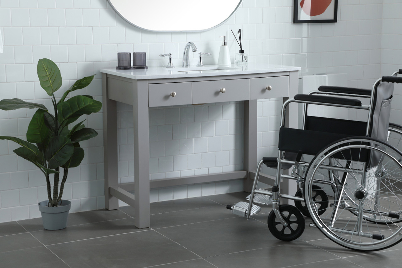 ELEGANT KITCHEN AND BATH VF14842GR 42 Inch ADA Compliant Bathroom Vanity In Grey