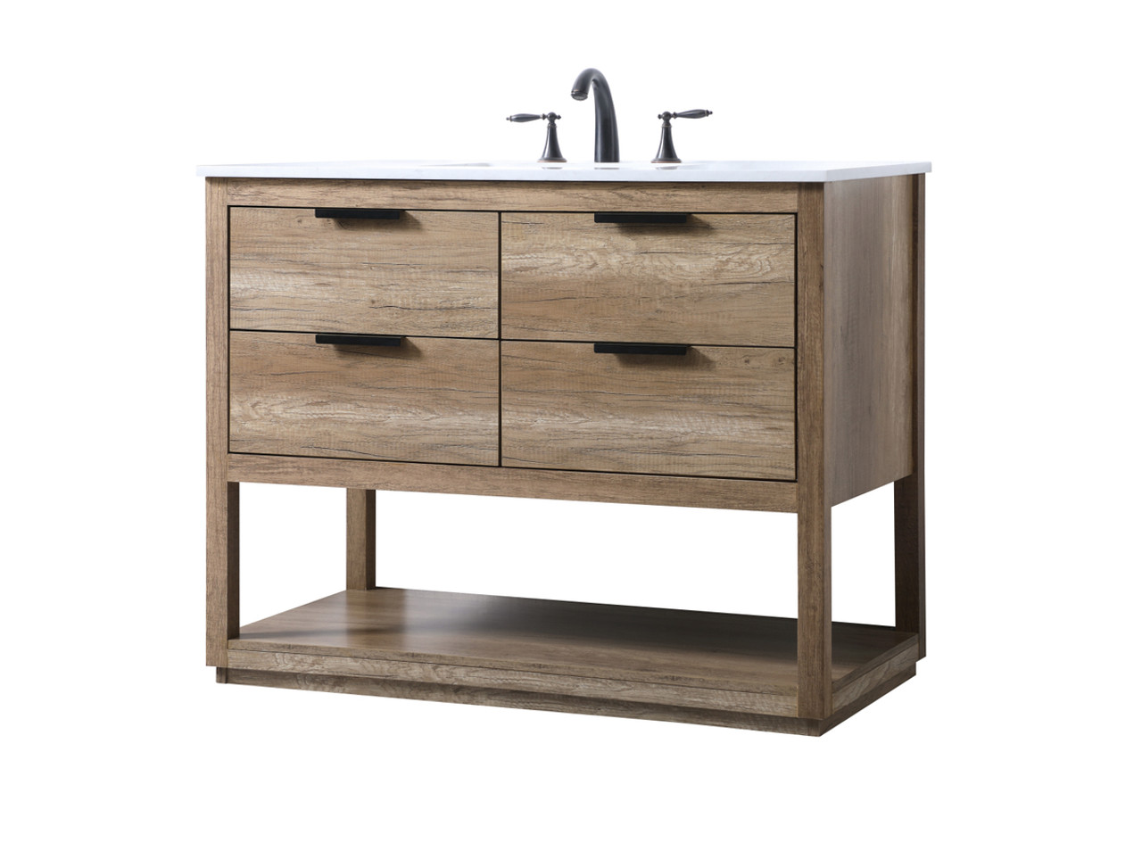 ELEGANT KITCHEN AND BATH VF19242NT 42 Inch SIngle Bathroom Vanity In Natural Oak