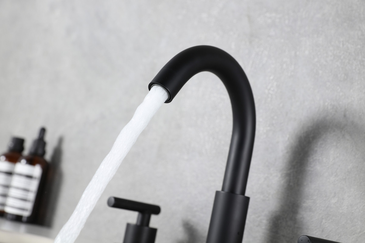 ELEGANT KITCHEN AND BATH FAV-1009MBK Leah 8 inch Widespread Double Handle Bathroom Faucet in Matte Black