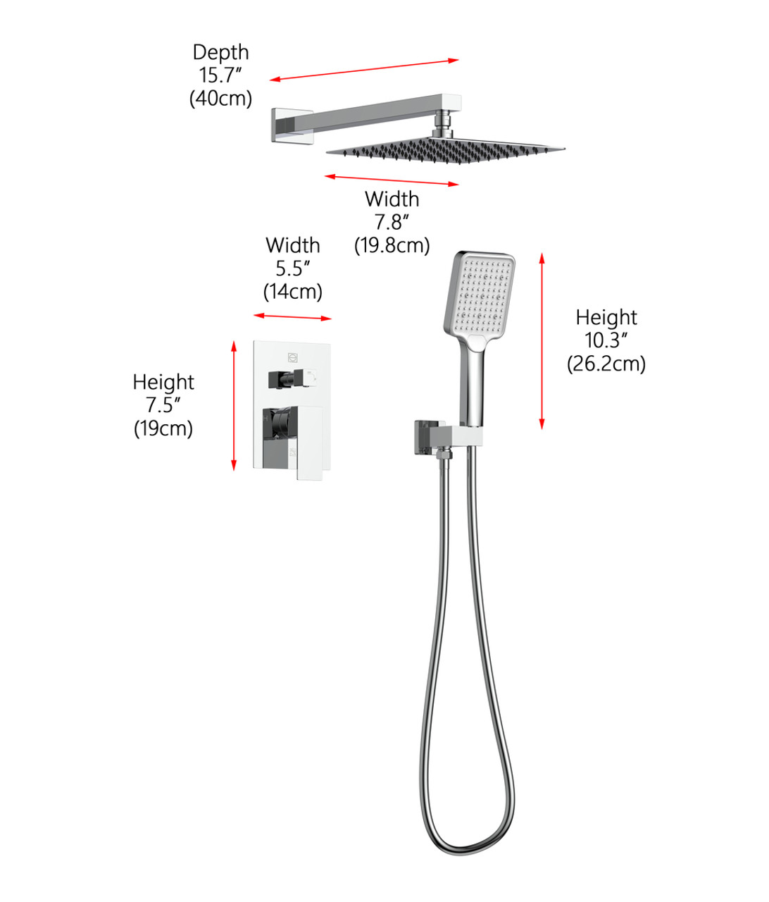 ELEGANT KITCHEN AND BATH FAS-9003PCH Petar Complete Shower Faucet System with Rough-in Valve in Chrome