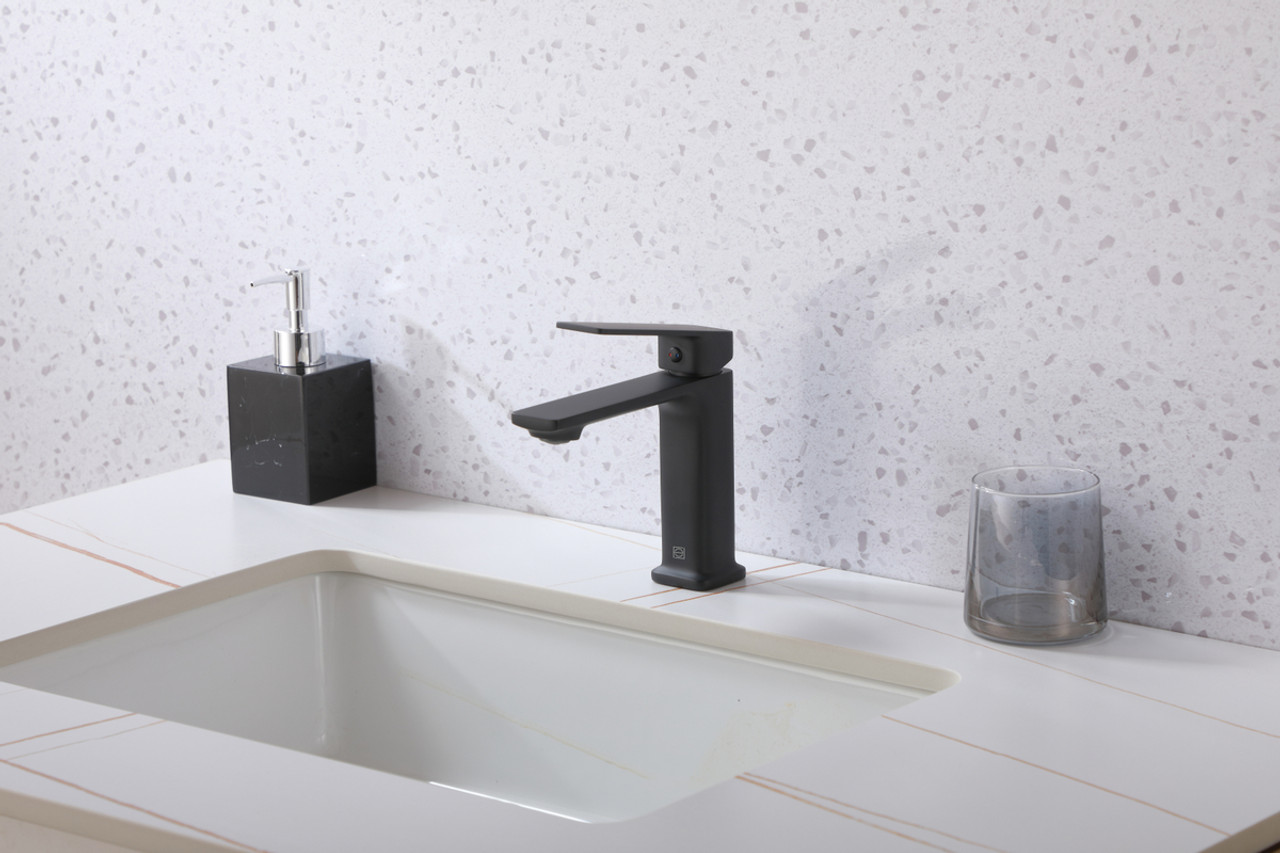 ELEGANT KITCHEN AND BATH FAV-1004MBK Lena Single Hole Single Handle Bathroom Faucet in Matte Black