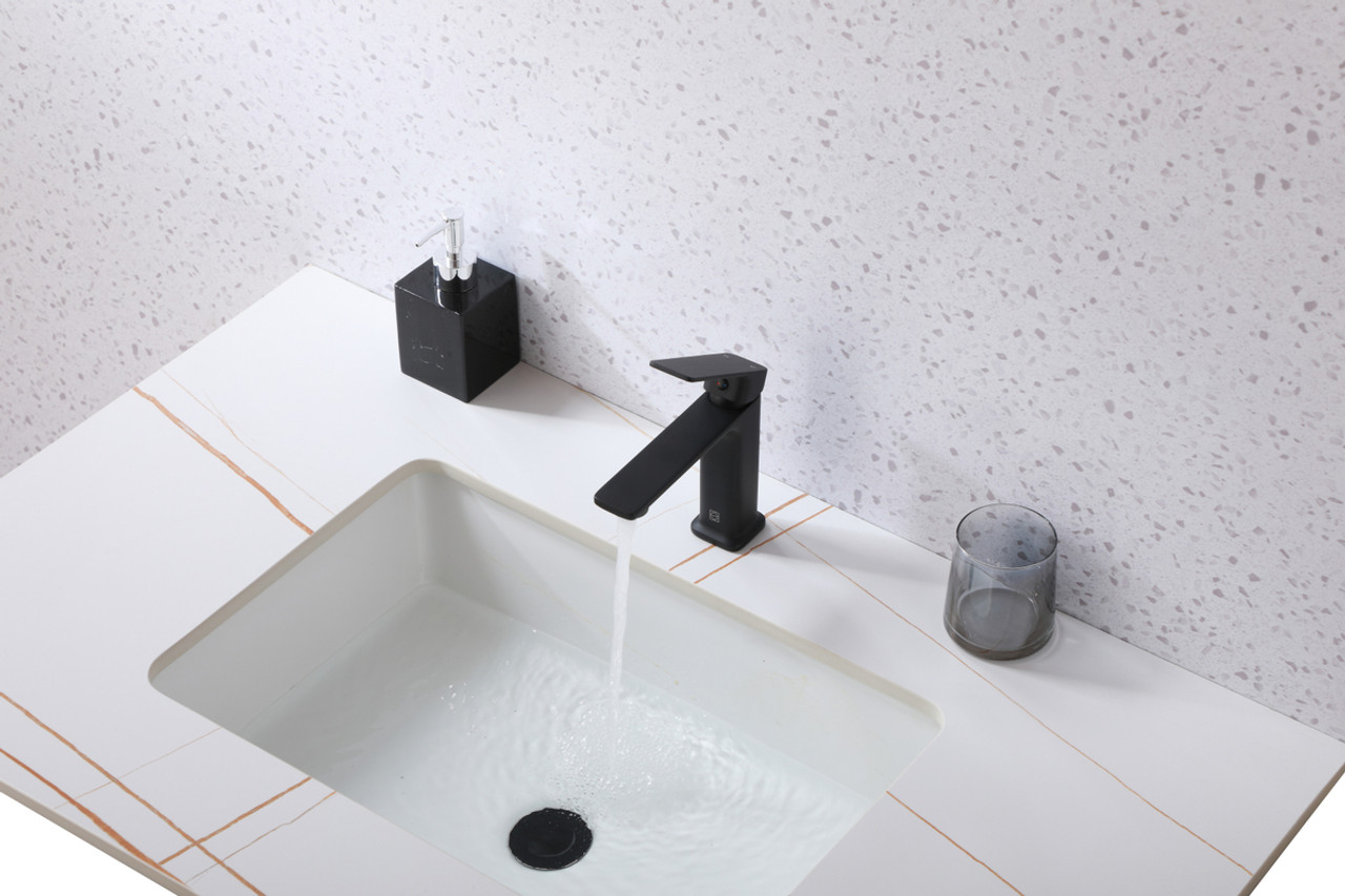 ELEGANT KITCHEN AND BATH FAV-1004MBK Lena Single Hole Single Handle Bathroom Faucet in Matte Black