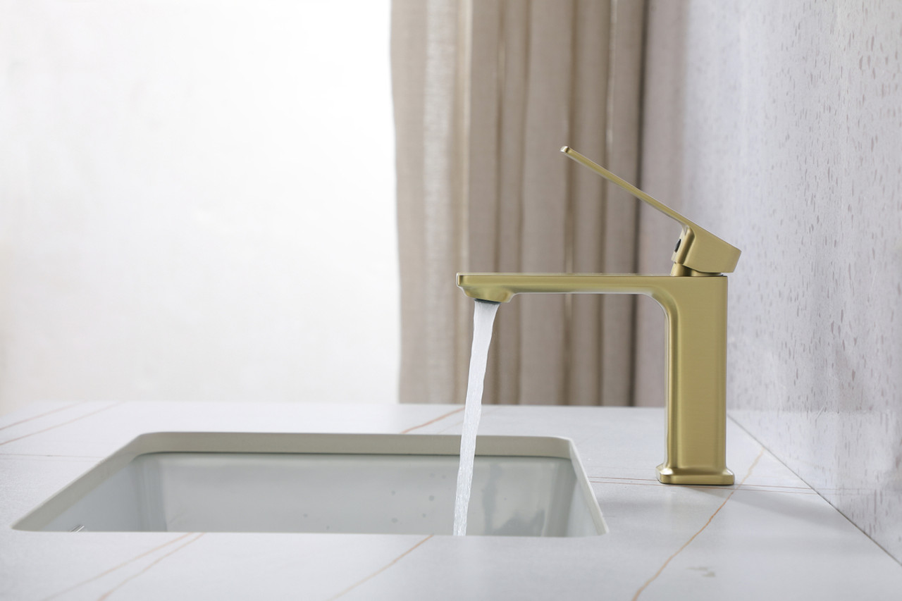 ELEGANT KITCHEN AND BATH FAV-1004BGD Lena Single Hole Single Handle Bathroom Faucet in Brushed Gold