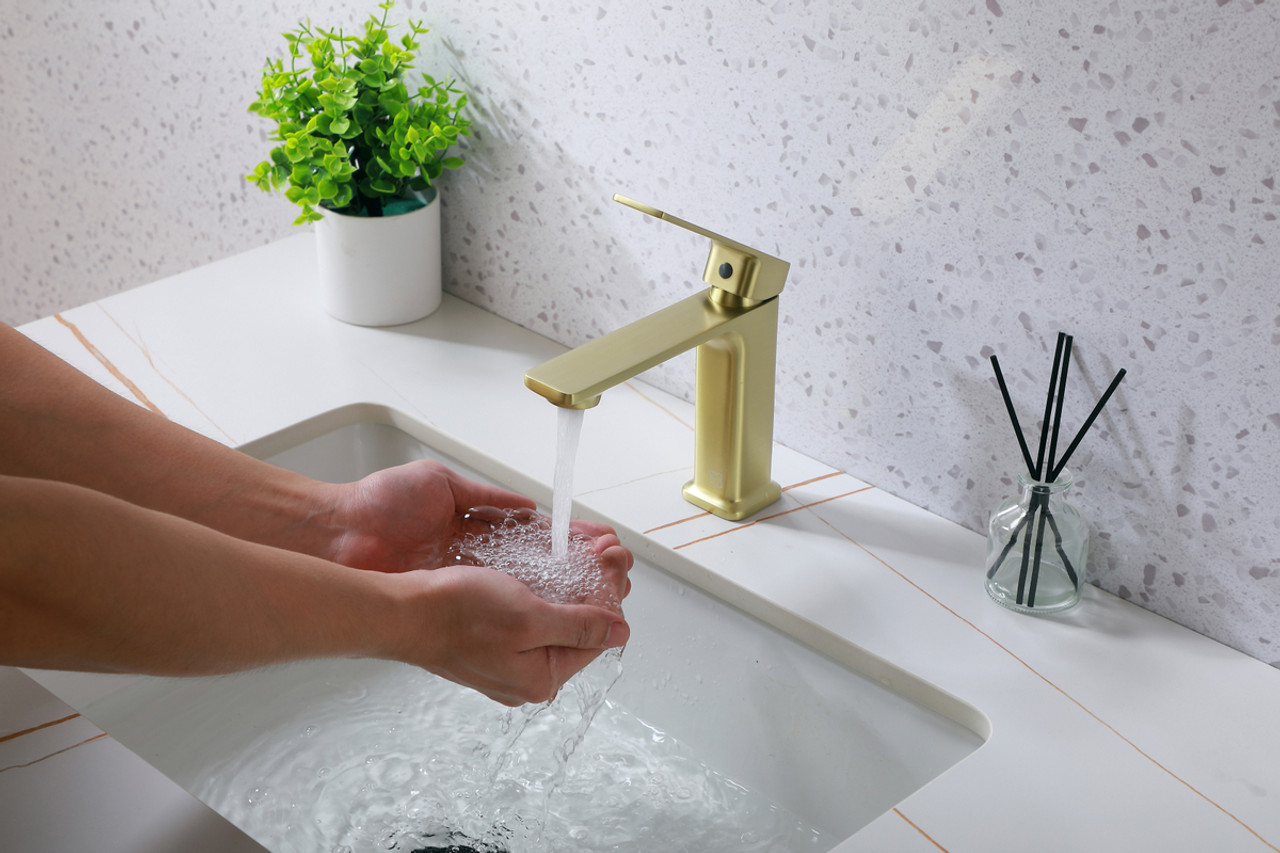 ELEGANT KITCHEN AND BATH FAV-1004BGD Lena Single Hole Single Handle Bathroom Faucet in Brushed Gold