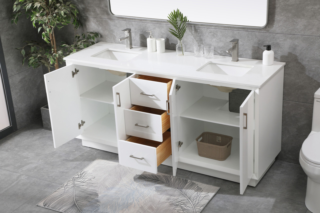 ELEGANT KITCHEN AND BATH VF19672DWH 72 Inch Double Bathroom Vanity In White
