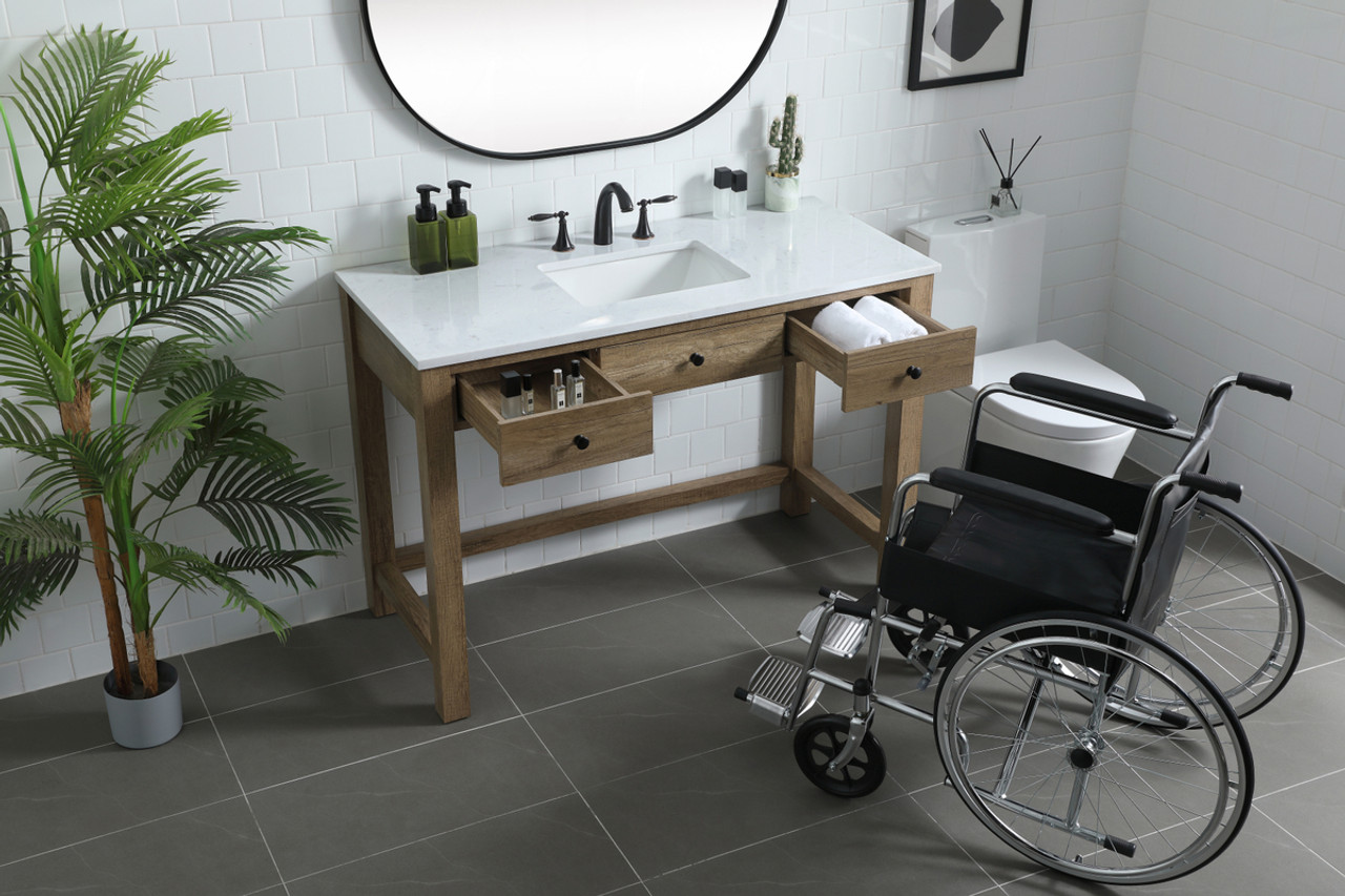 ELEGANT KITCHEN AND BATH VF14848NT 48 Inch ADA Compliant Bathroom Vanity In Natural Oak