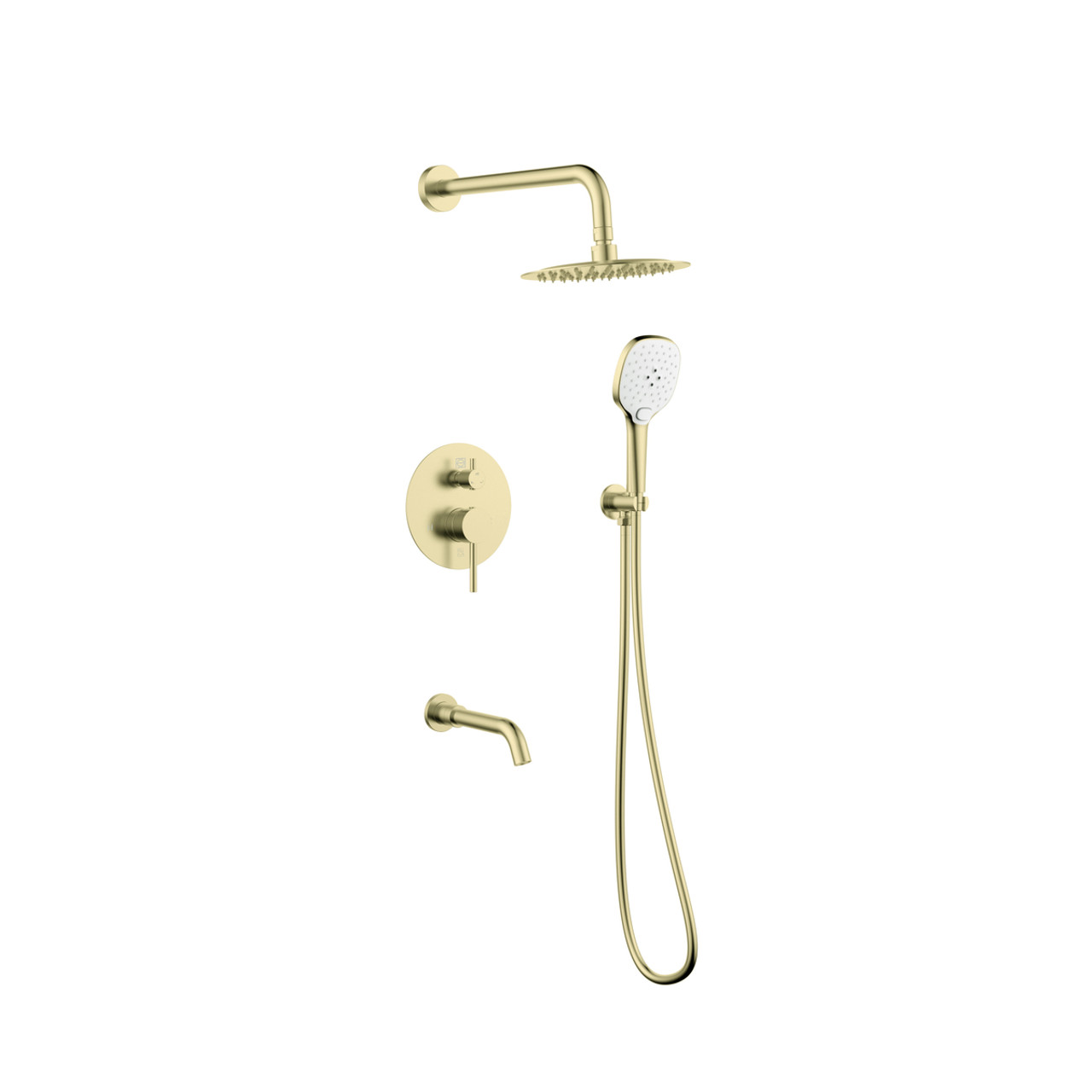 ELEGANT KITCHEN AND BATH FAS-9002BGD George Complete Shower and Tub Faucet with Rough-in Valve in Brushed Gold