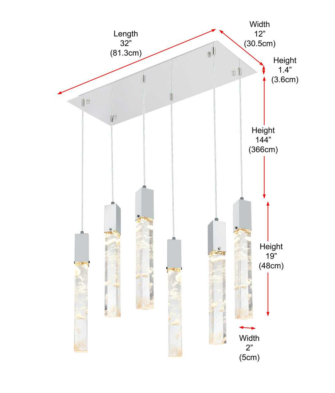 ELEGANT LIGHTING 2088D32C Aurora 32 inch Pendant in Chrome
