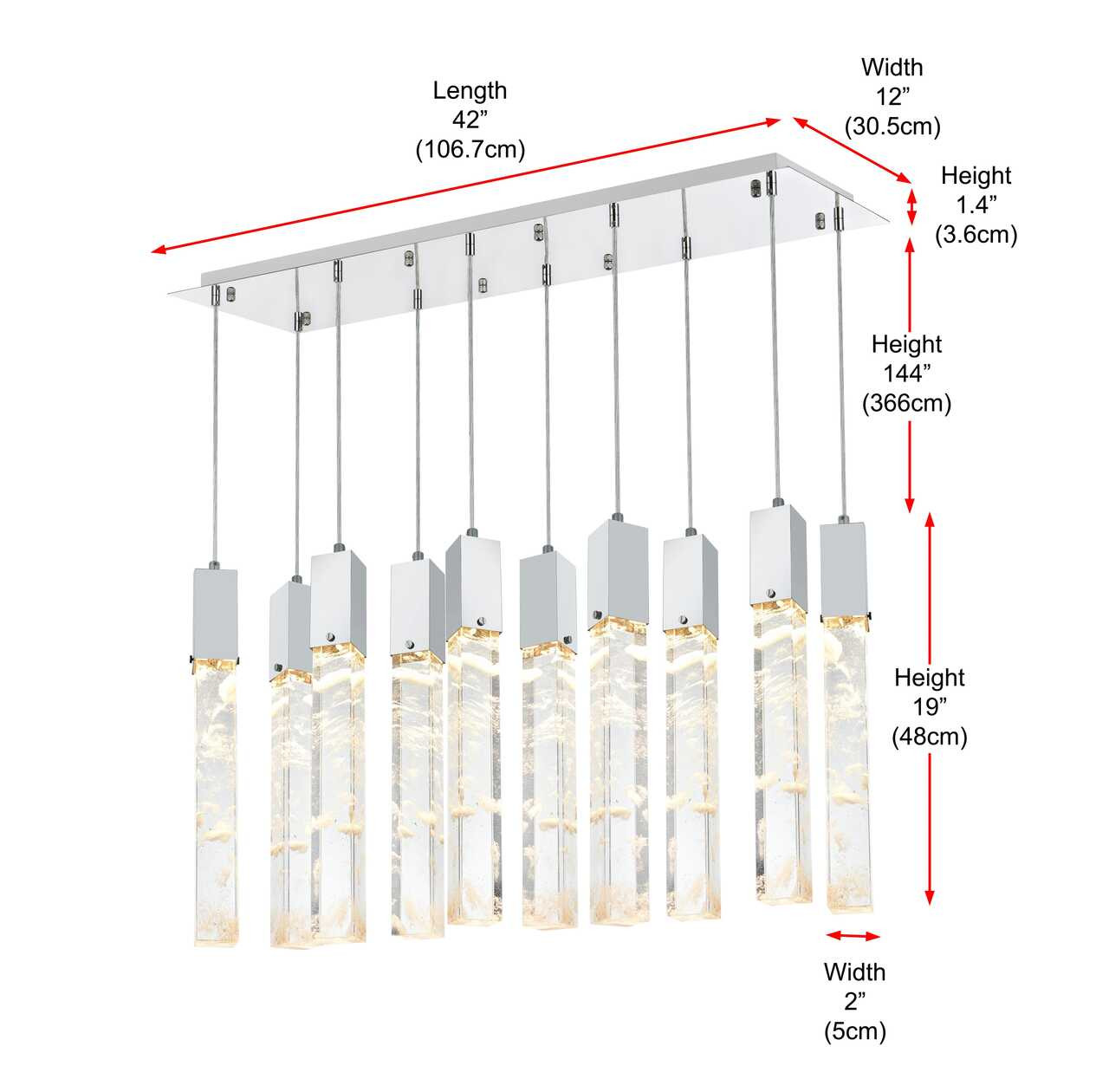 ELEGANT LIGHTING 2088D42C Aurora 42 inch Pendant in Chrome