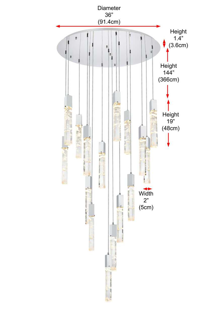 ELEGANT LIGHTING 2089G36C Aurora 36 inch Chandelier in Chrome