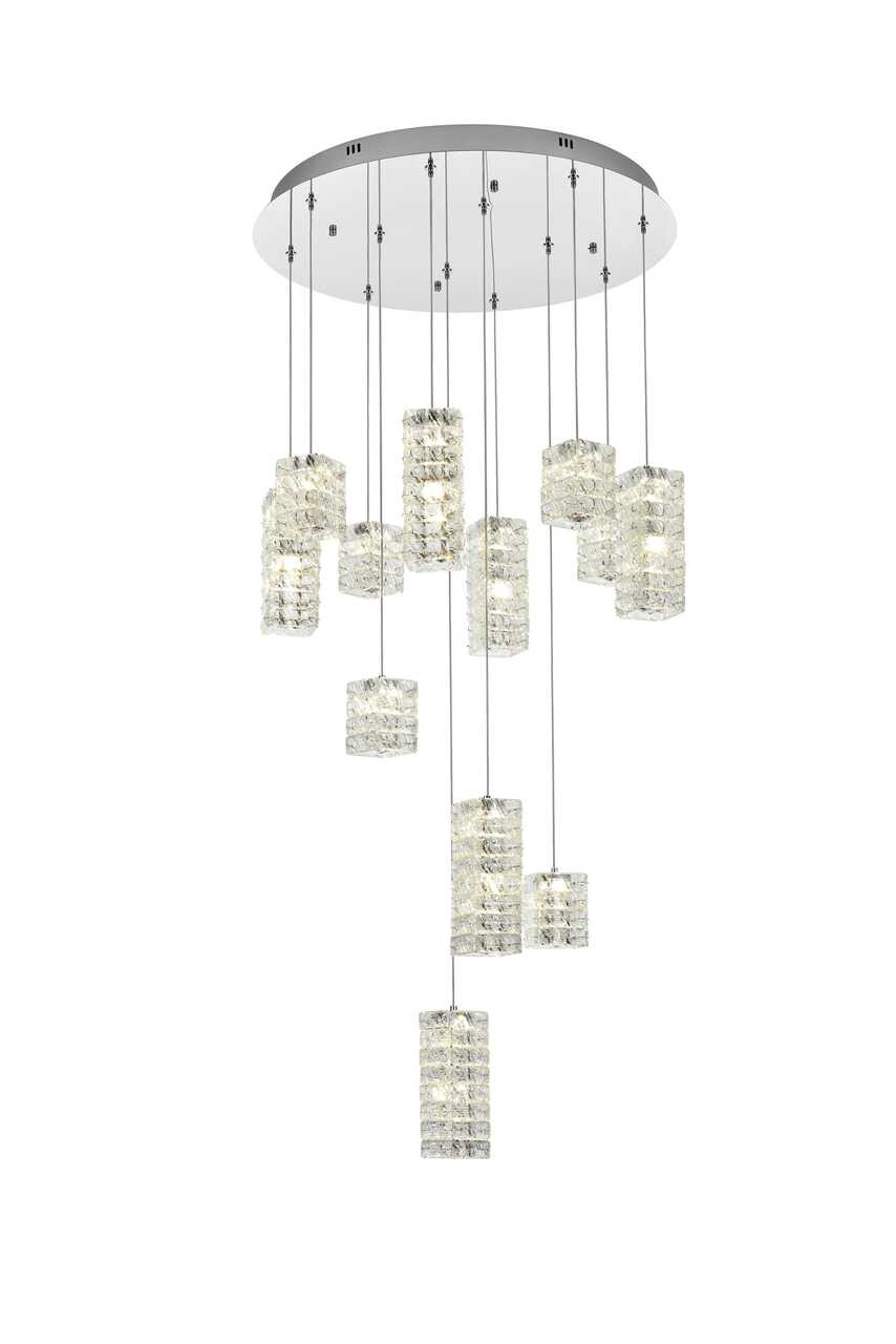 ELEGANT LIGHTING 3680D28C Aston 28 inch LED Pendant in Chrome