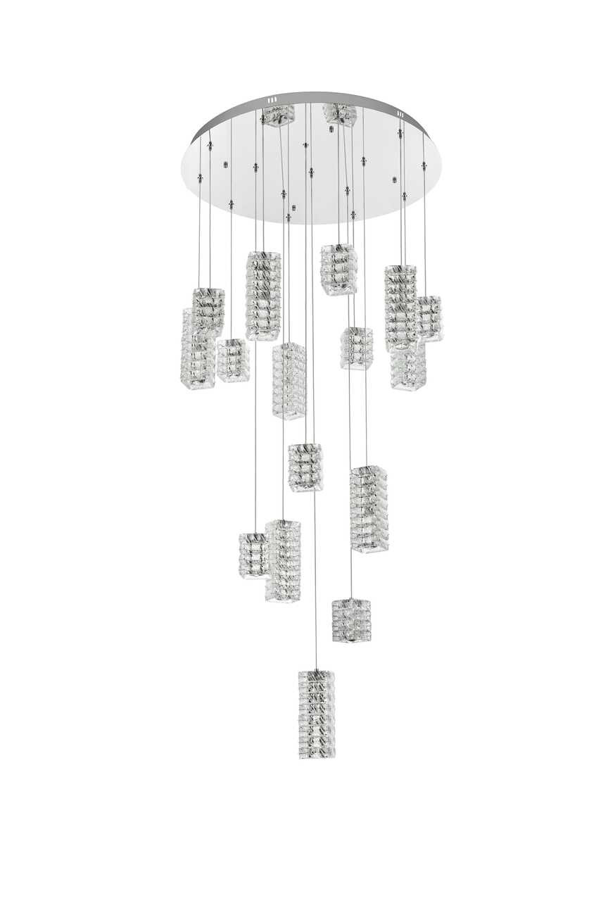 ELEGANT LIGHTING 3680D32C Aston 32 inch LED Pendant in Chrome
