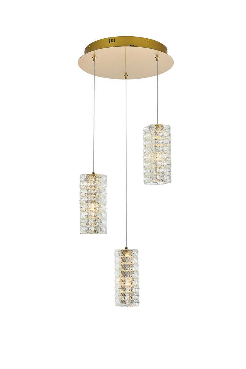 ELEGANT LIGHTING 3680D3RSG Aston 16 inch LED Pendant in Satin Gold
