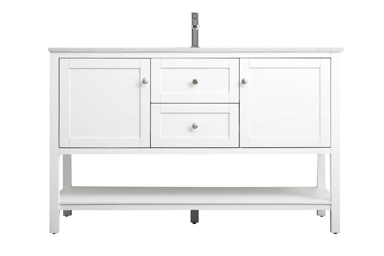 ELEGANT KITCHEN AND BATH VF22254WH 54 Inch Single Bathroom Vanity In White