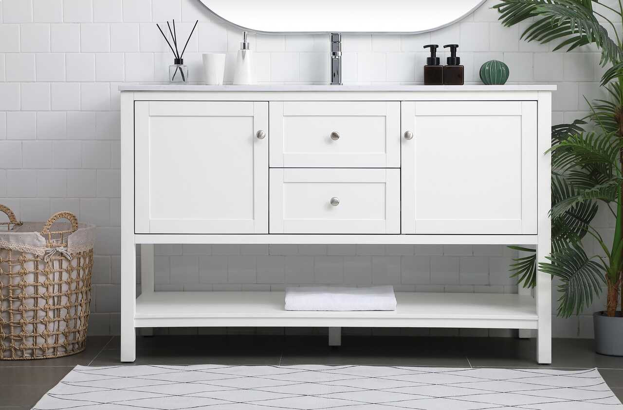 ELEGANT KITCHEN AND BATH VF22254WH 54 Inch Single Bathroom Vanity In White