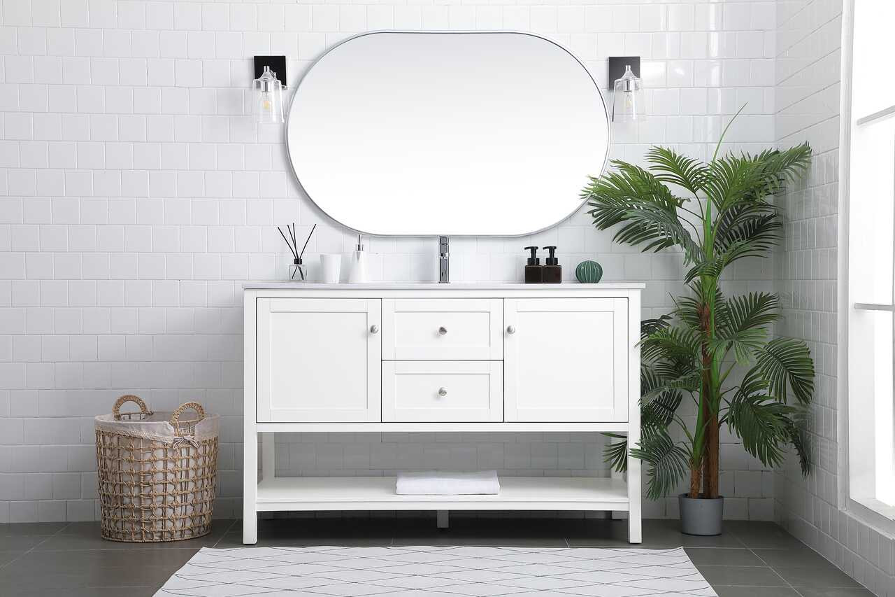 ELEGANT KITCHEN AND BATH VF22254WH 54 Inch Single Bathroom Vanity In White