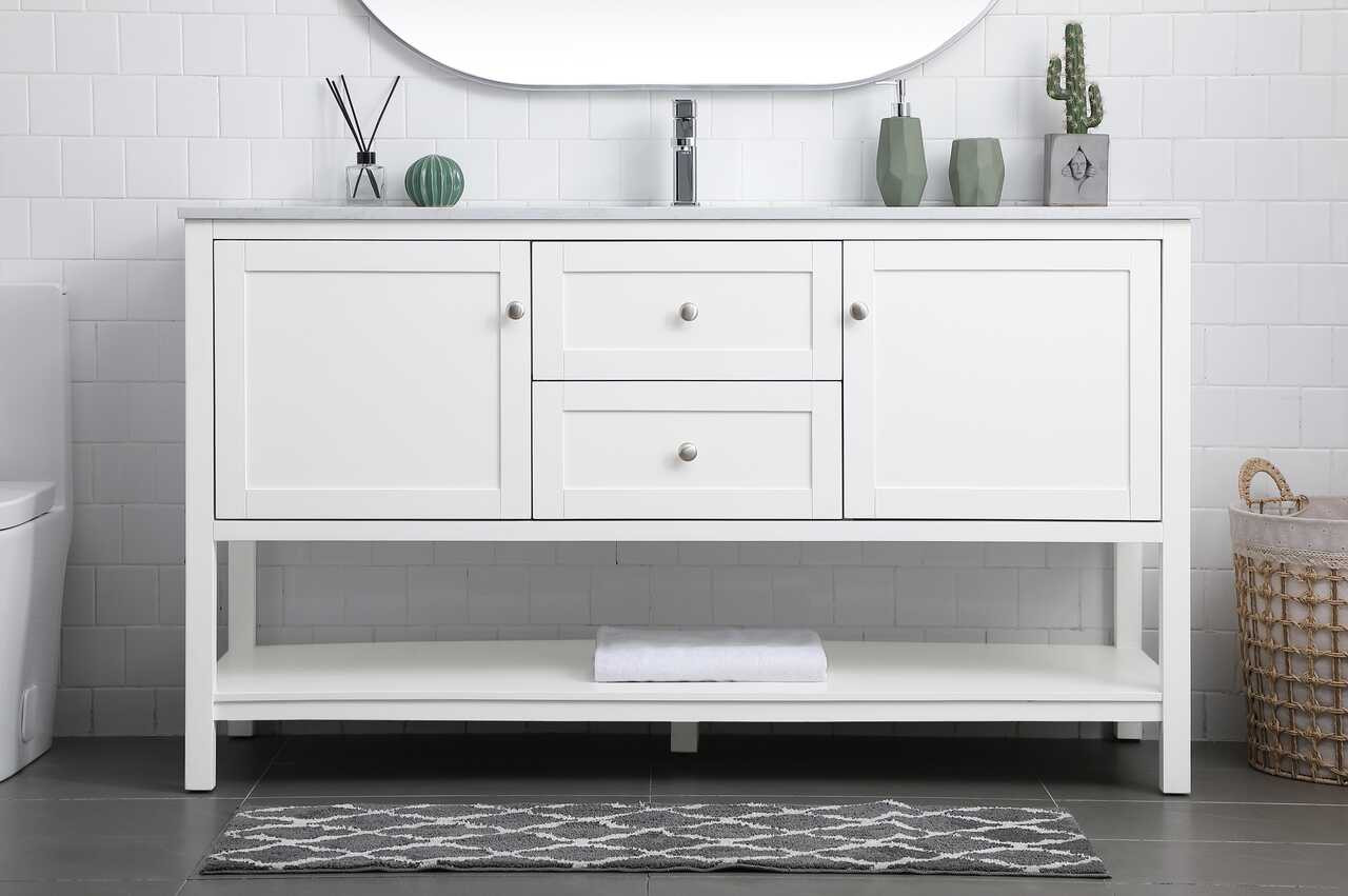 ELEGANT KITCHEN AND BATH VF22260WH 60 Inch Single Bathroom Vanity In White