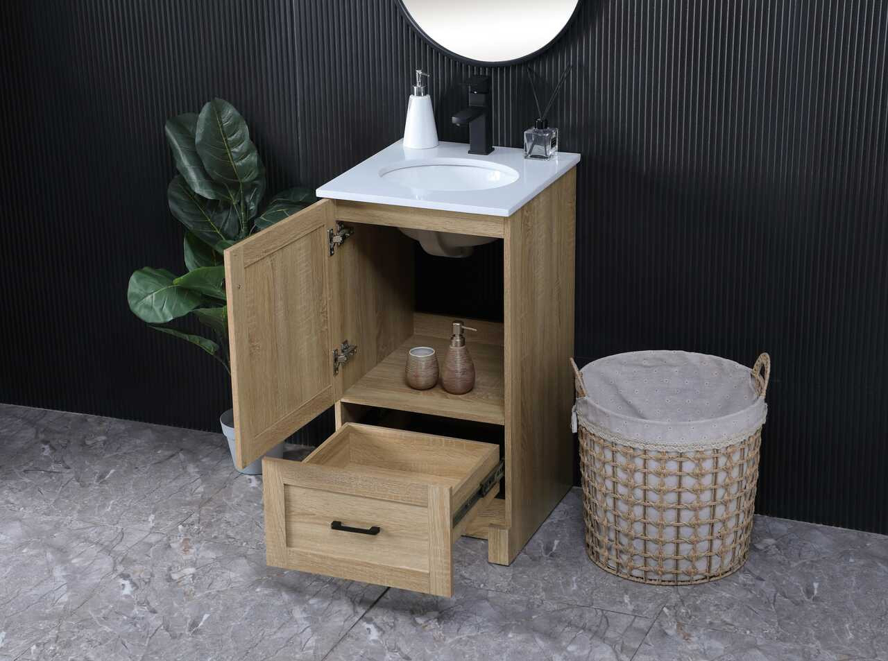 ELEGANT KITCHEN AND BATH VF2818MW 18 Inch Single Bathroom Vanity In Mango Wood