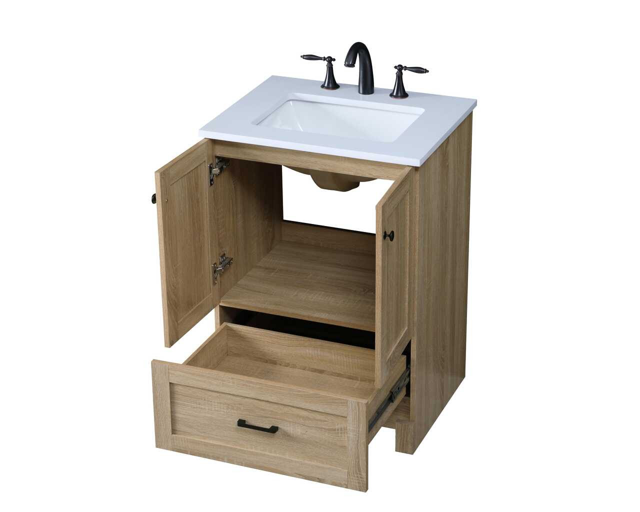 ELEGANT KITCHEN AND BATH VF2824MW 24 Inch Single Bathroom Vanity In Mango Wood