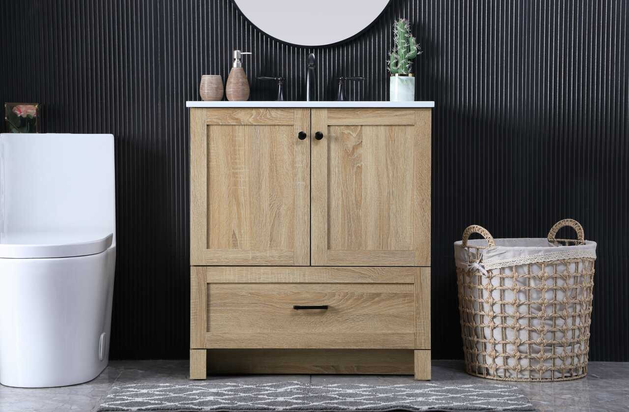ELEGANT KITCHEN AND BATH VF2830MW 30 Inch Single Bathroom Vanity In Mango Wood