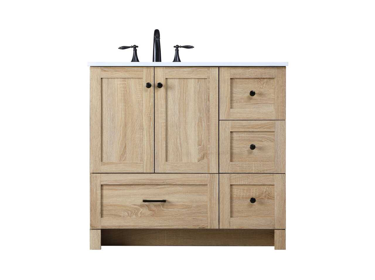 ELEGANT KITCHEN AND BATH VF2836MW 36 Inch Single Bathroom Vanity In Mango Wood