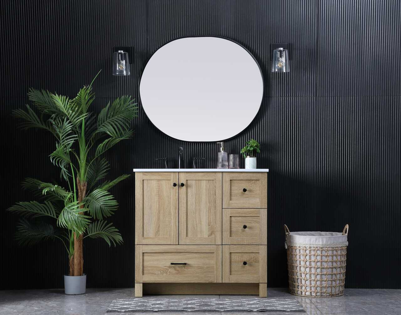 ELEGANT KITCHEN AND BATH VF2836MW 36 Inch Single Bathroom Vanity In Mango Wood