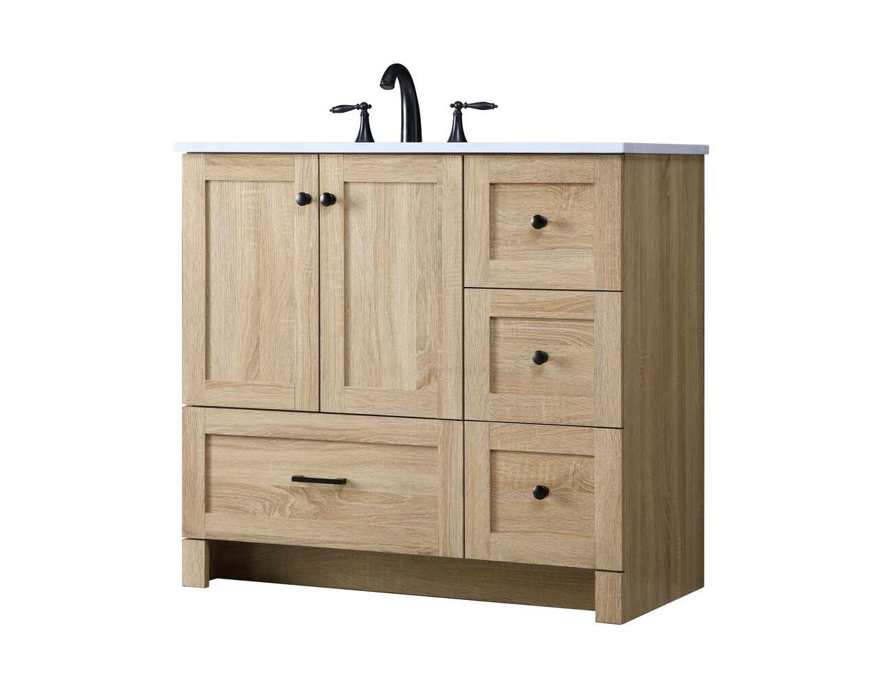 ELEGANT KITCHEN AND BATH VF2836MW 36 Inch Single Bathroom Vanity In Mango Wood